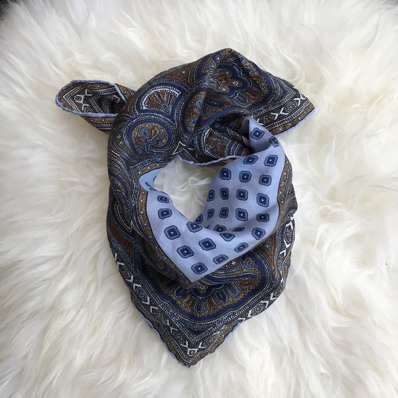 ‘Blue Paisley’ Vintage Head Scarf - Picture 2 of 13